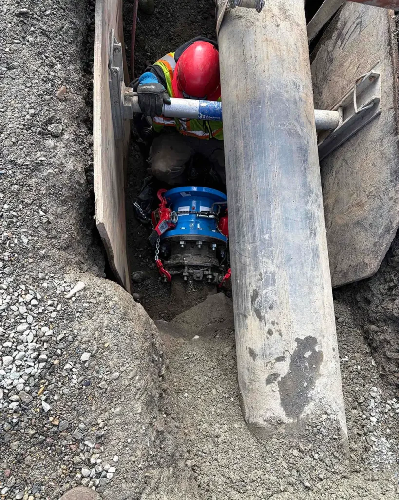 Home gg no job to big or to small this is a 12 inch and 10 inch water main repair